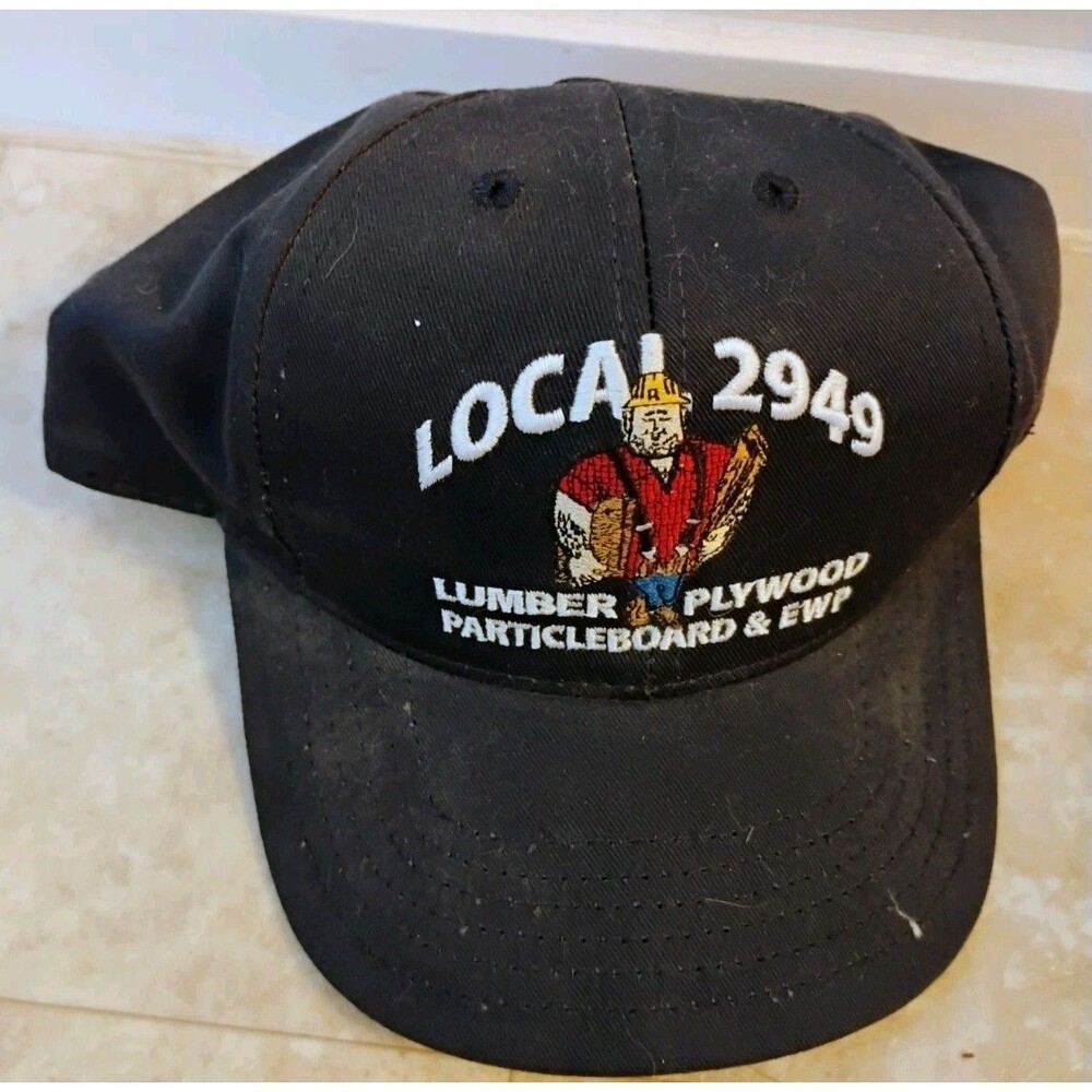 Vintage Local 2949 Union Hat Made In USA Adjustable Black Lumberjack EWP